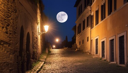 Roman Moonlight: Streetlights Illuminate Ancient Passageways