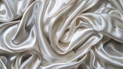 Close-up of heavily creased white silk fabric