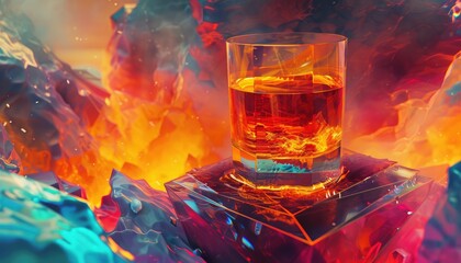 Glass filled with molten lava, a fiery spectacle of heat and texture 🔥🥃 Experience the mesmerizing allure of flowing lava.