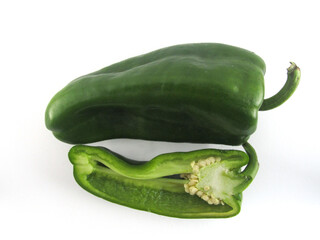 natural green pepper on white background