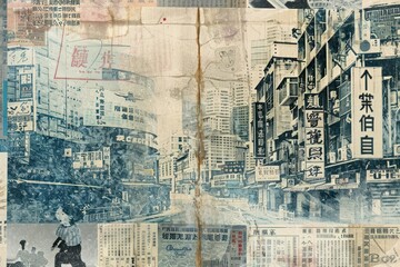 Beijing china ephemera border collage text backgrounds.