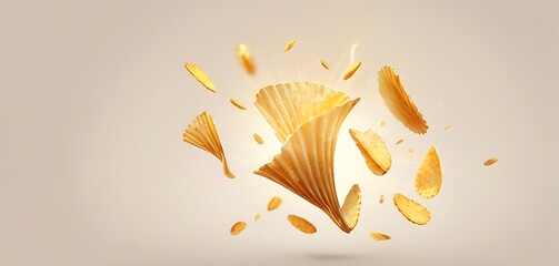 Isolated on soft background with copy space, Chips Flying concept, illustration