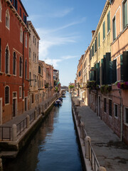 Fototapeta na wymiar Empty Dorsoduro canal street, Venice