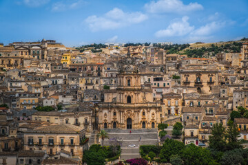 Fototapeta na wymiar Detail of tightly packed homes in Ragusa Ibla, Sicily, Italy. June 2023