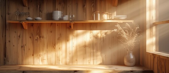 Warm wooden kitchen interior, inviting ambiance with modern flair. 🏡🌟