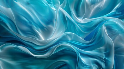 Obraz premium the fluidity of form and color as abstract 3D renderings cascade across a contemporary backdrop of blue and turquoise, 