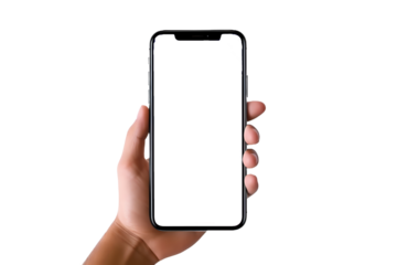 Modern Smartphone in Hand. A contemporary mobile phone held in a hand, showcasing a sleek design ideal for technology themes, app presentations, and digital communication.