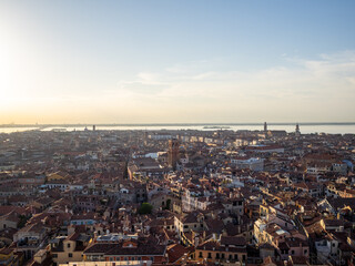 Fototapeta na wymiar View over the city roofs Northwest from San Marco Tower, Venice