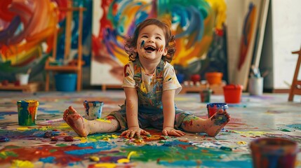 a child with paint on her face