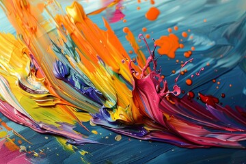 This oil painting is a symphony of color, a visual celebration that dances across the canvas with unrestrained energy.