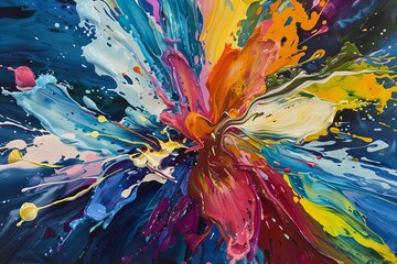 This oil painting is a symphony of color, a visual celebration that dances across the canvas with unrestrained energy.
