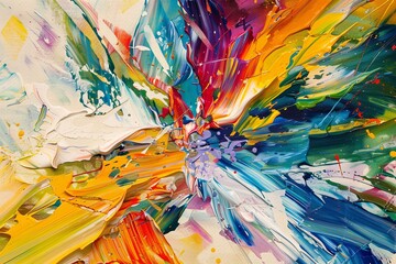 This oil painting is a symphony of color, a visual celebration that dances across the canvas with unrestrained energy.