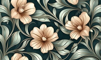 wallpaper re presenting flowers in a retro style. Pastel color