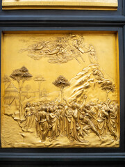 Moses golden panel from the Gates of Paradise, by Lorenzo Ghiberti, doors from Florence Baptistery