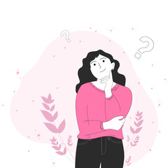 Girl in flat style thinks 