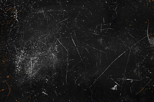 Dust and scratches design. Aged photo editor layer. Black grunge abstract background. Copy space.