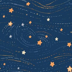 Fototapeta premium Moon and stars pattern night constellation backgrounds