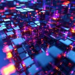 digital voxel artificial cubes illustration abstract 3d