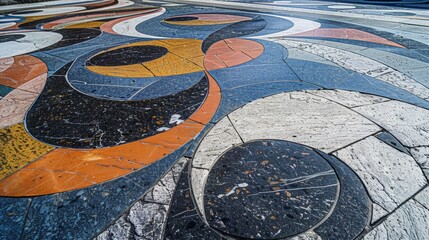 Colorful circular design on the floor