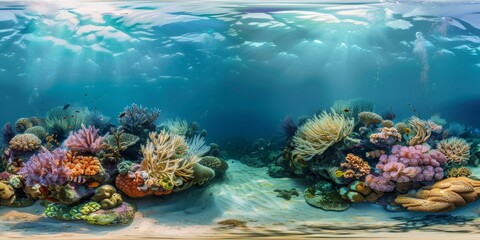 Naklejka na ściany i meble underwater world corals fish Generative AI