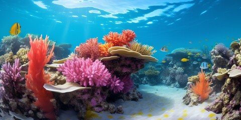 Fototapeta na wymiar underwater world corals fish Generative AI