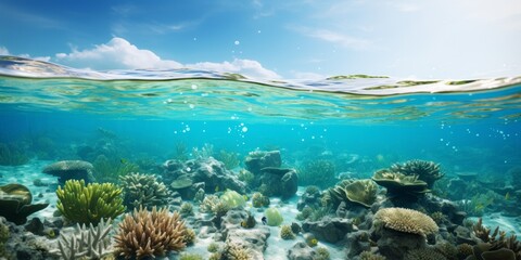 underwater world corals fish Generative AI