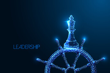 Leadership journey navigation futuristic concept with strategic vision and decisive control. 
