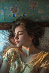 young woman sleeping in bed Generative AI