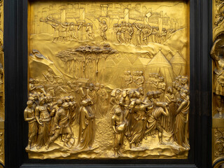 Joshua golden panel from the Gates of Paradise, by Lorenzo Ghiberti, doors from Florence Baptistery