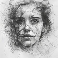Fototapeta premium Emotionally Charged Doodle Pencil Drawing in Vince Low Style
