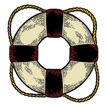 recommend clip art: Life buoy color sketch engraving PNG illustration. Scratch board style imitation. Hand drawn image.