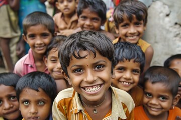 Portrait of a group of Indian children