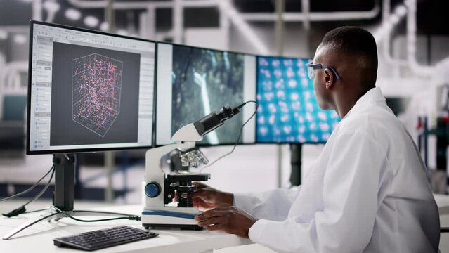 Research Lab Scientist Using Computer