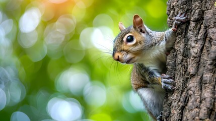 an Eastern gray squirrel climbing a tree