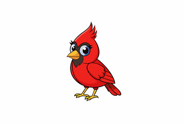 cardinal bird cartoon vector illustration
