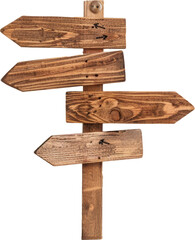 Wooden direction signs on a post