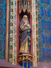 Saint images on the wall of St. Mary's Basilica, Krakow