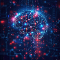 Concepto de funci&oacute;n cerebral, luces neuronales y tecnolog&iacute;a sobre IA.