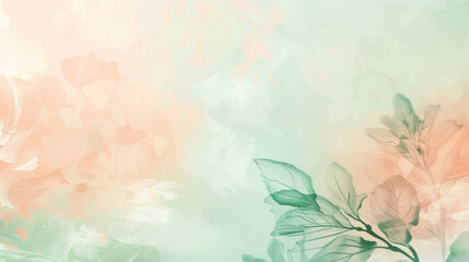 Soft pastel background with watercolor floral elements for elegant design - obrazy, fototapety, plakaty