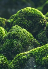 Lush Moss-Covered Rocks in Forest