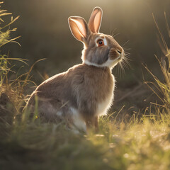 rabbit in the garden - obrazy, fototapety, plakaty