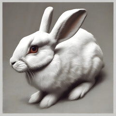 white rabbit on a black background - obrazy, fototapety, plakaty