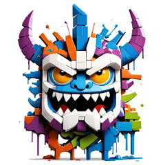 Graffiti abstract monster lego logo, modern art, for t-shirt