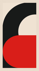 Rounded shapes in black and red with text space