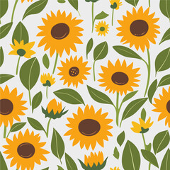 seamless pattern with sunflowers