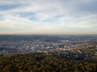 Fototapeta na wymiar Stuttgart surrounding landscape from the top of the Fernsehturm