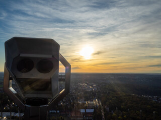 Binoculars to see Stuttgart landscape from the top of the Fernsehturm