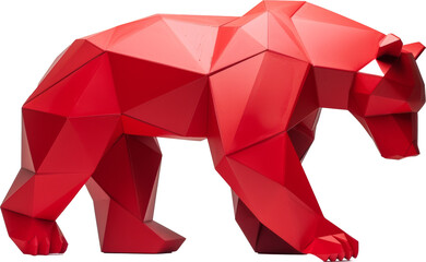 Red polygonal bear sculpture