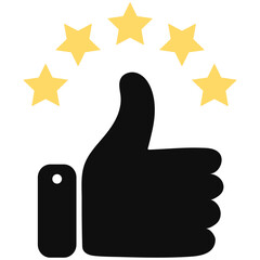 Thumb up vector icon isolated on white background.