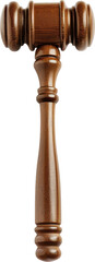 Wooden judge gavel on transparent background